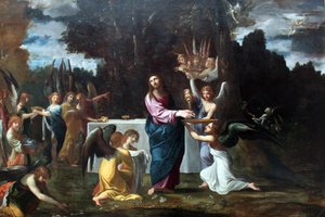 Jeesus in der Wüste, von Engeln bedient